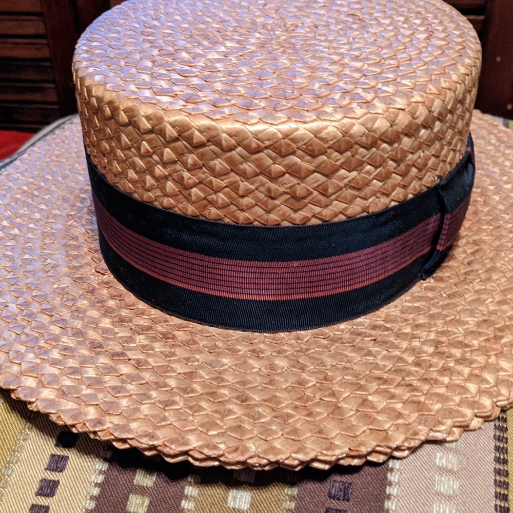 Antique Vintage Boater Hat